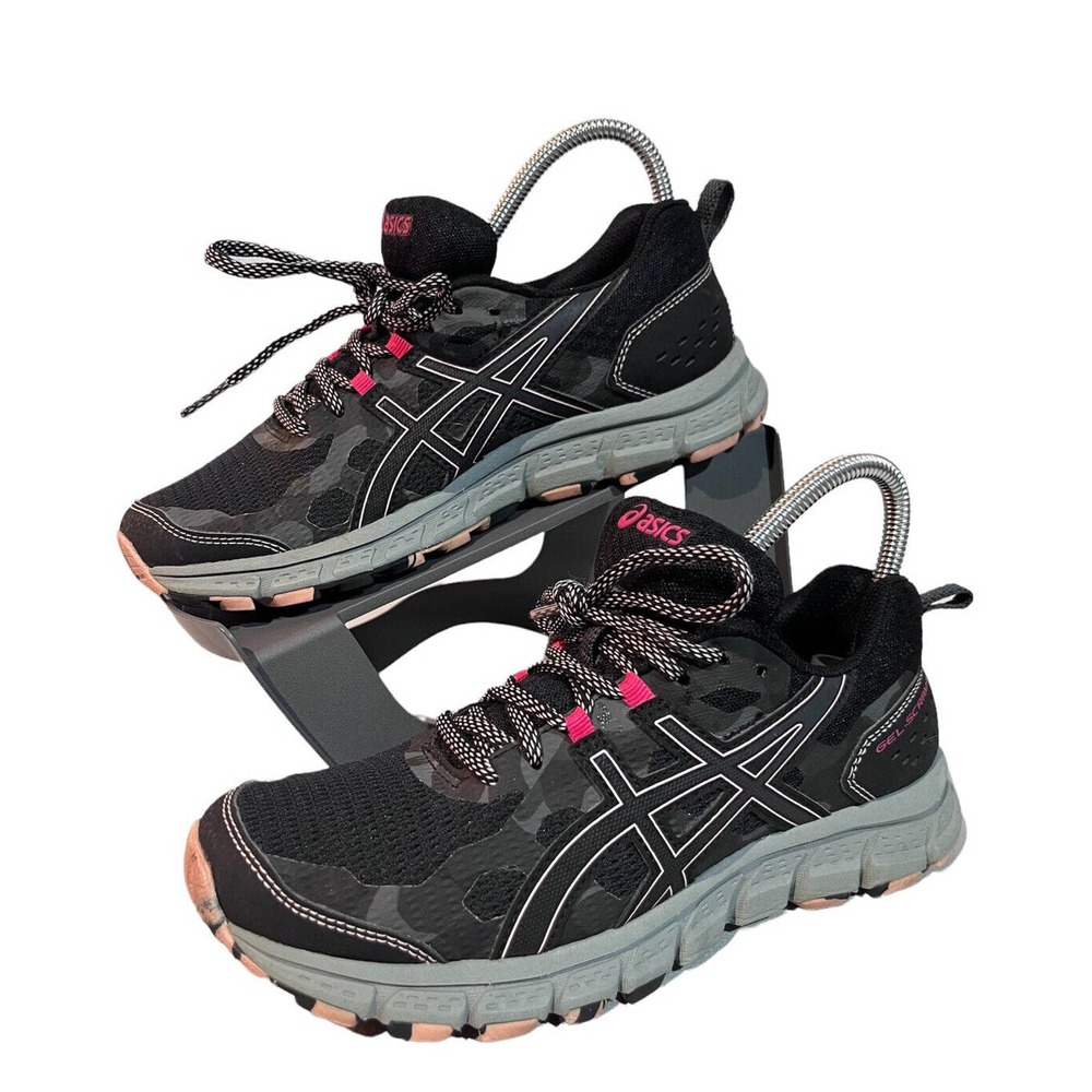 Asics Gel Scram 4 Womens Running Shoes Size 6.5 Black Gray Pink 1012A039